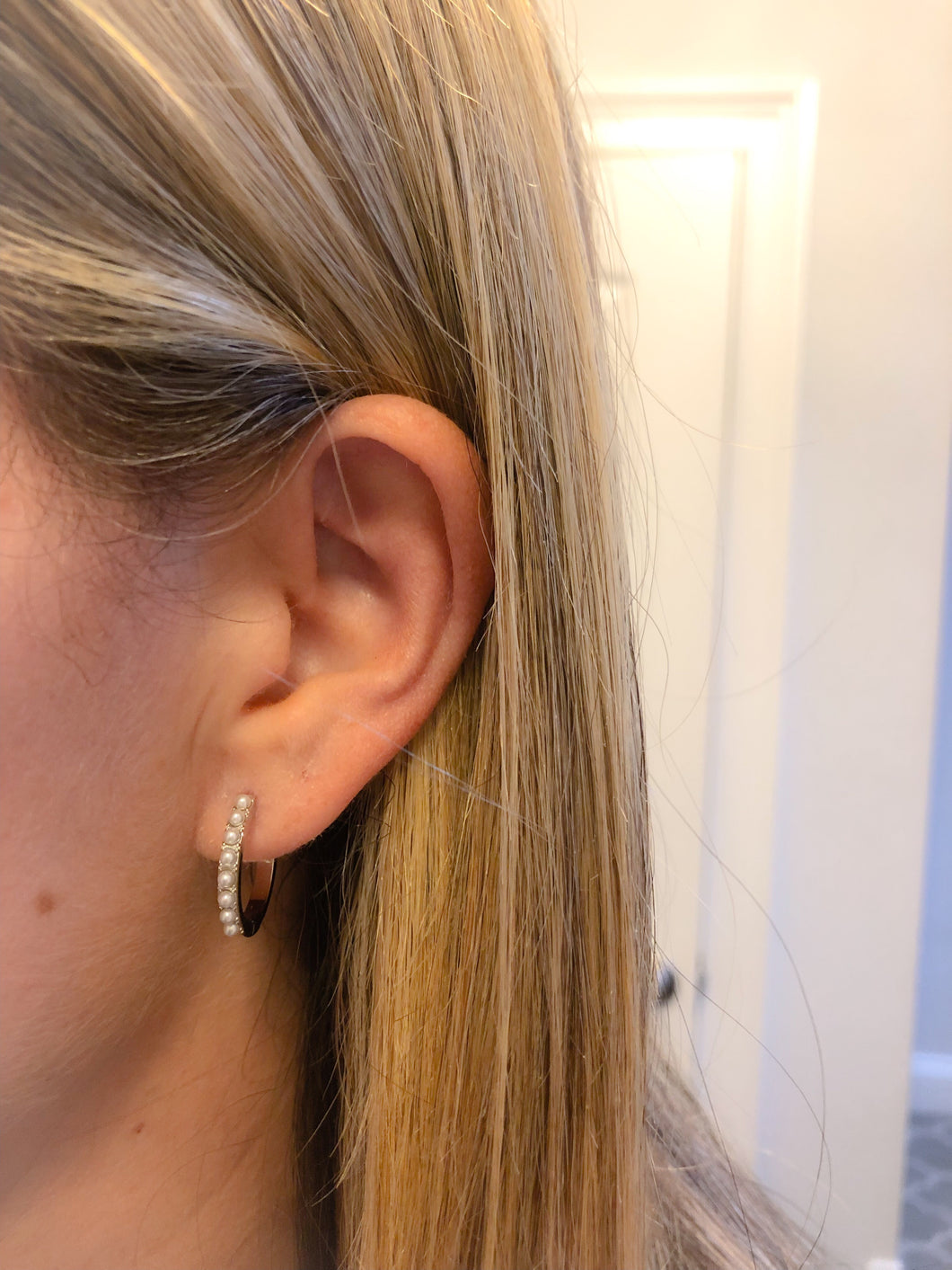Double Sided Pearl Hoop Earrings