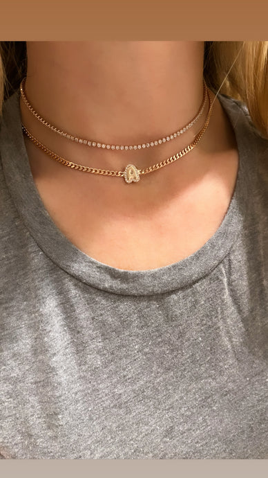 Single Bubble Initial on Cuban Link or Paperclip Chain