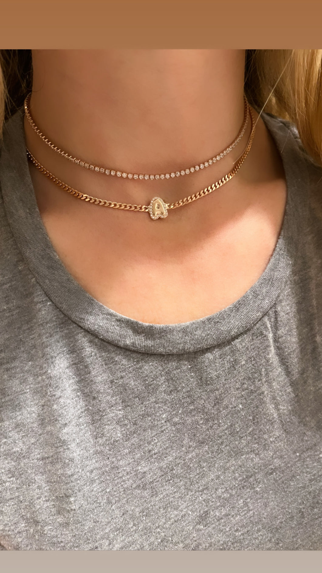 Single Bubble Initial on Cuban Link or Paperclip Chain