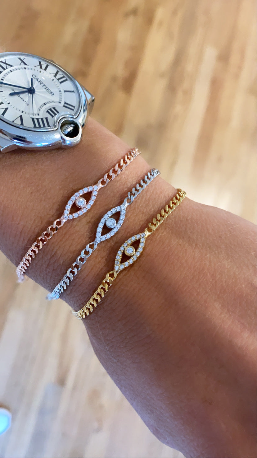 Evil Eye on Cuban Link Chain