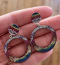 Load image into Gallery viewer, Rainbow Stunner Circle Hoops