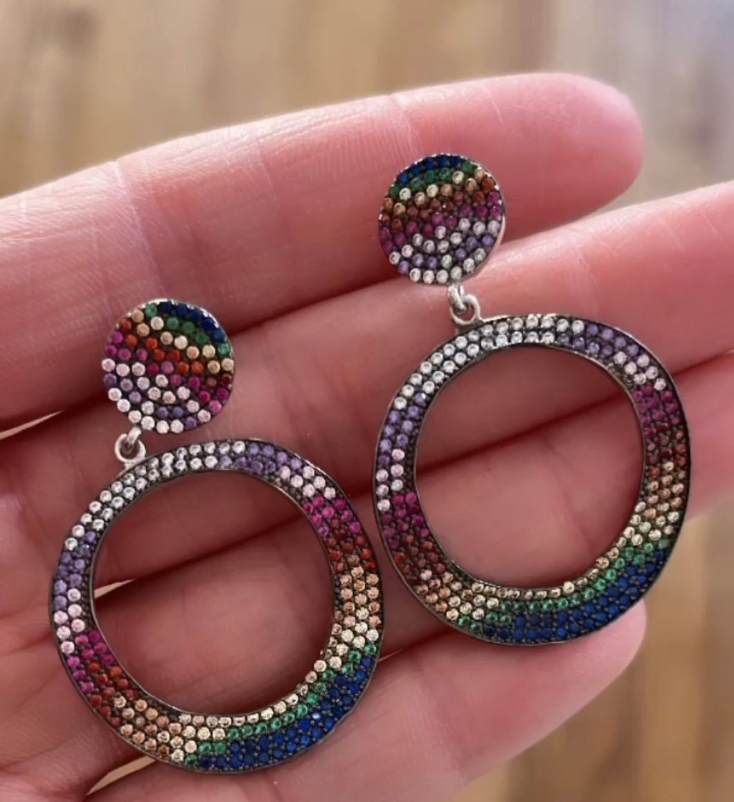 Rainbow Stunner Circle Hoops