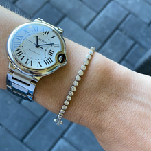 Load image into Gallery viewer, Sterling silver and CZ round tennis bracelet