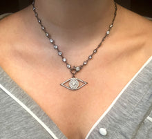 Load image into Gallery viewer, CZ Evil Eye Charm Pendant Clasp Necklace