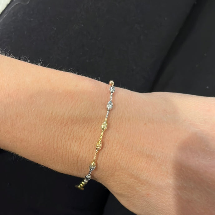 Tri Color Beady Chain Bracelet