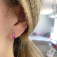 Load image into Gallery viewer, Sterling Silver and CZ Mini Huggies