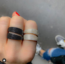 Load image into Gallery viewer, Sterling Silver and CZ double band statement ring