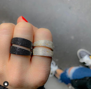 Sterling Silver and CZ double band statement ring