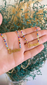 Nameplate with Rainbow Bead Chain