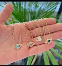 Load image into Gallery viewer, Evil Eye Paperclip Necklace