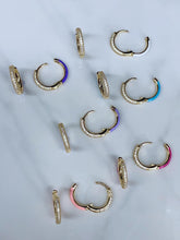 Load image into Gallery viewer, Gorgeous pave and enamel hoops