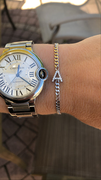 CZ Initial(s) on Cuban Link Chain