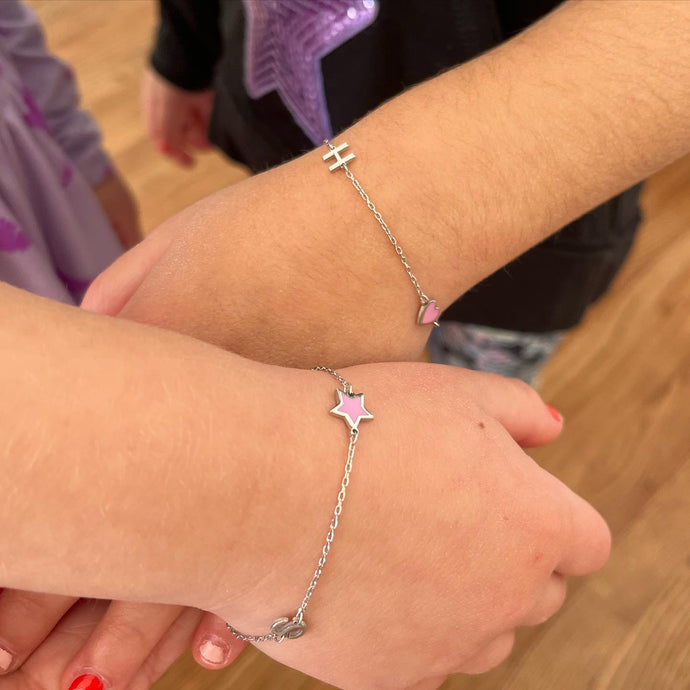 Initial Bracelet With Enamel Heart or Star