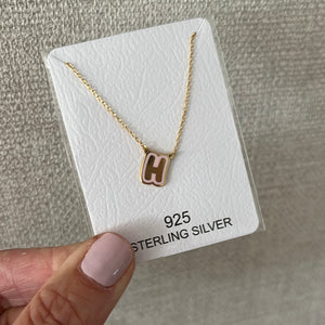 Single Enamel Initial Necklace