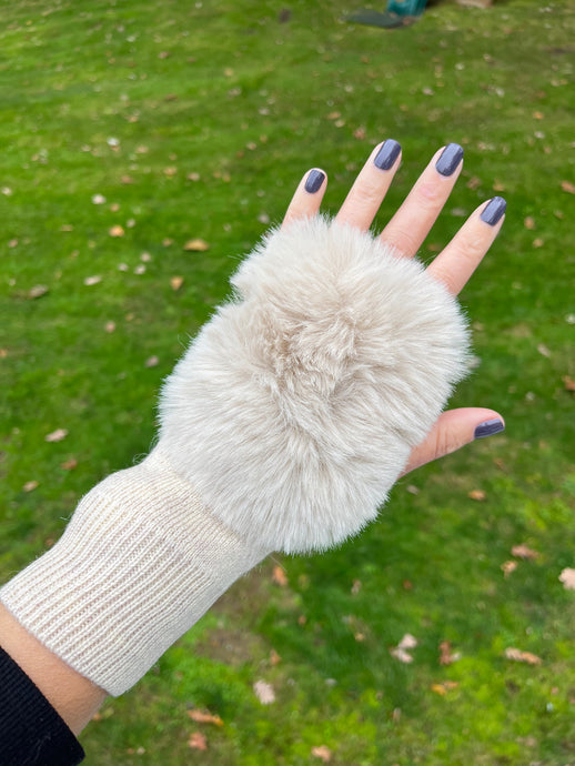 Gorgeous Cashmere Blend and Faux Fur Fingerless Gloves