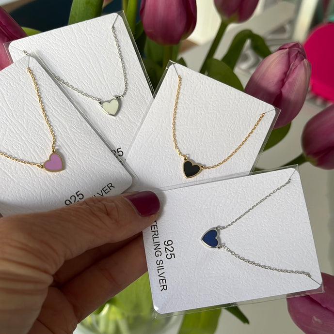 Single Heart Enamel Necklace