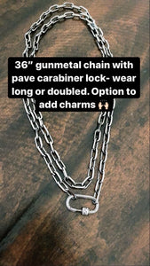 Chunky Gunmetal Chain with Carabiner Lock