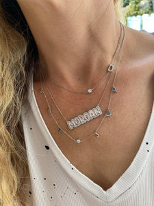 Quadruple Initial Necklace with Bezel Stones