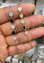 Load image into Gallery viewer, Gold Bracelet with Pave and Gold Discs