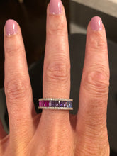 Load image into Gallery viewer, Sterling Silver Rainbow Baguette and CZ Ring
